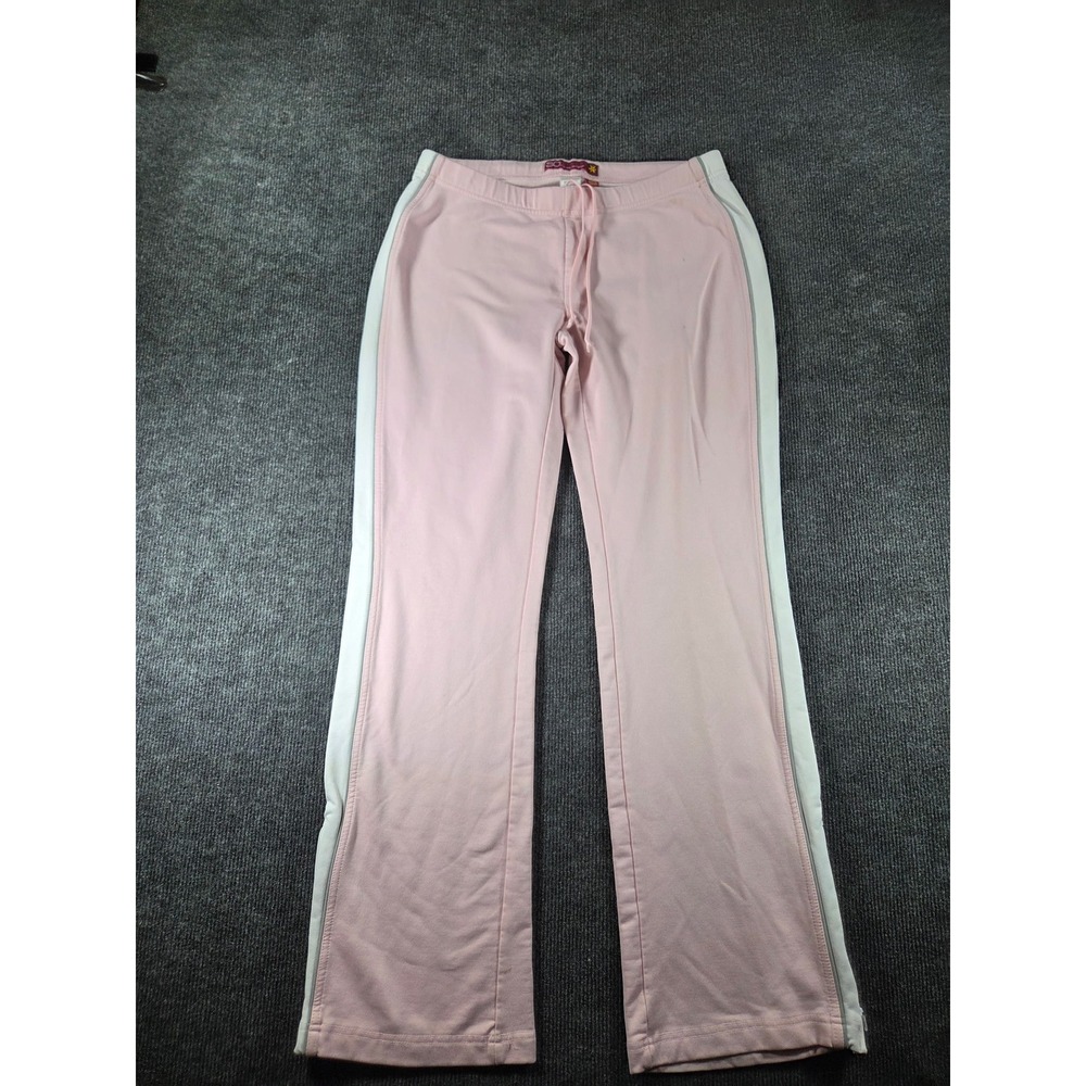SO Real So Right Pink Track Pants White Side Stripe Y2K Flare Leg Medium